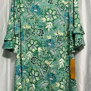 Ruby Rd. Green and Blue Floral Dress